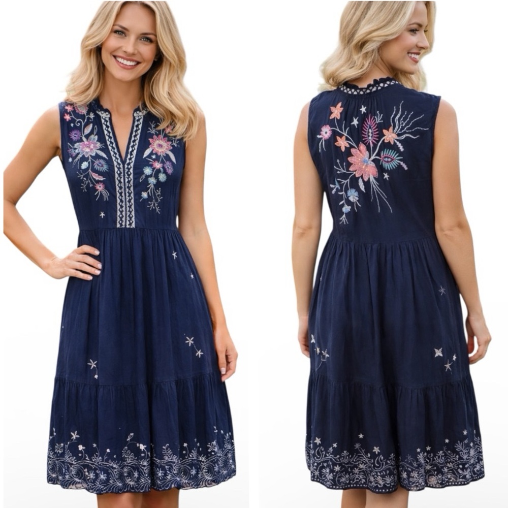 Johnny Was heavily embroidered Phoebe tank dress NWT